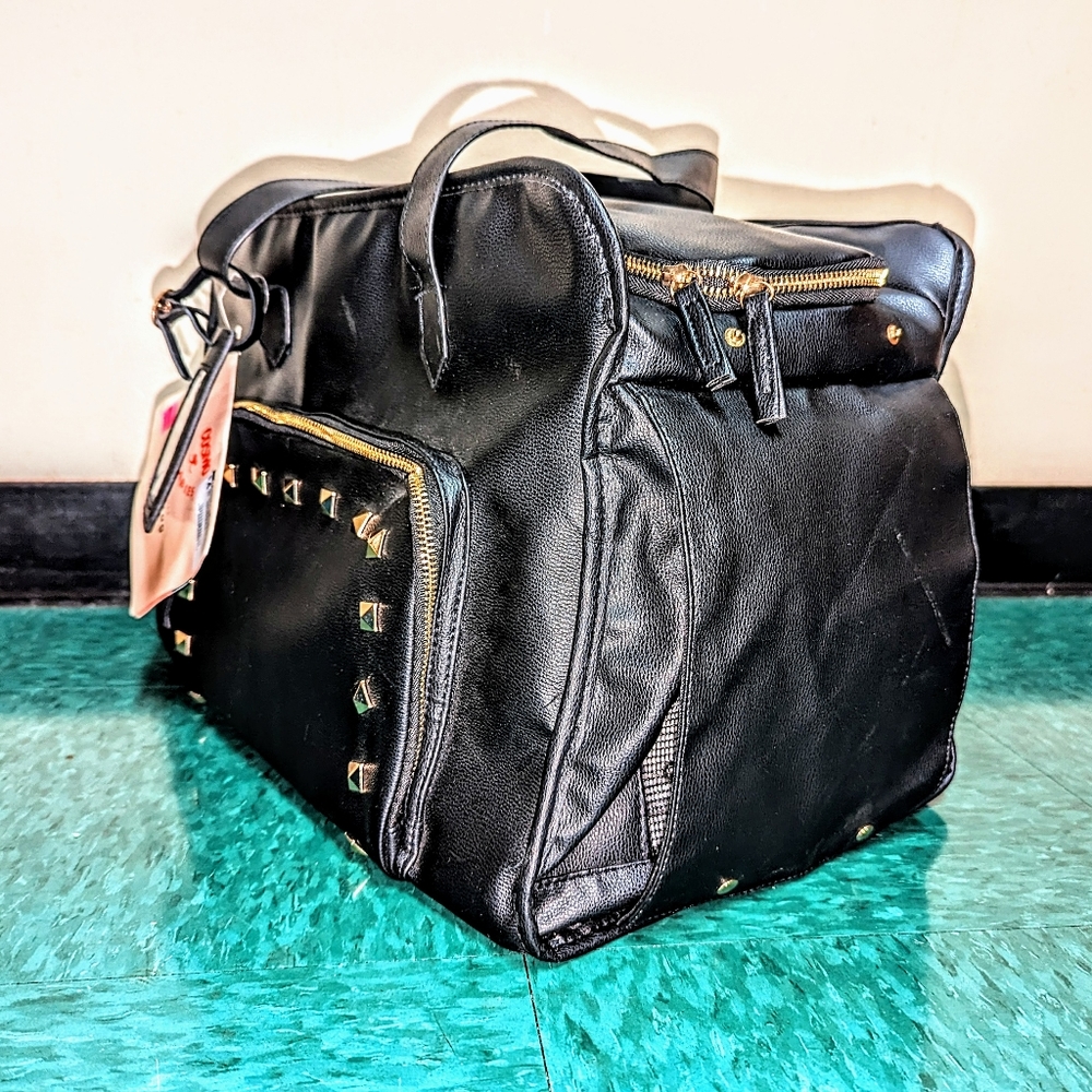 Pet carrier-vegan leather, gold studded, BRAND NEW